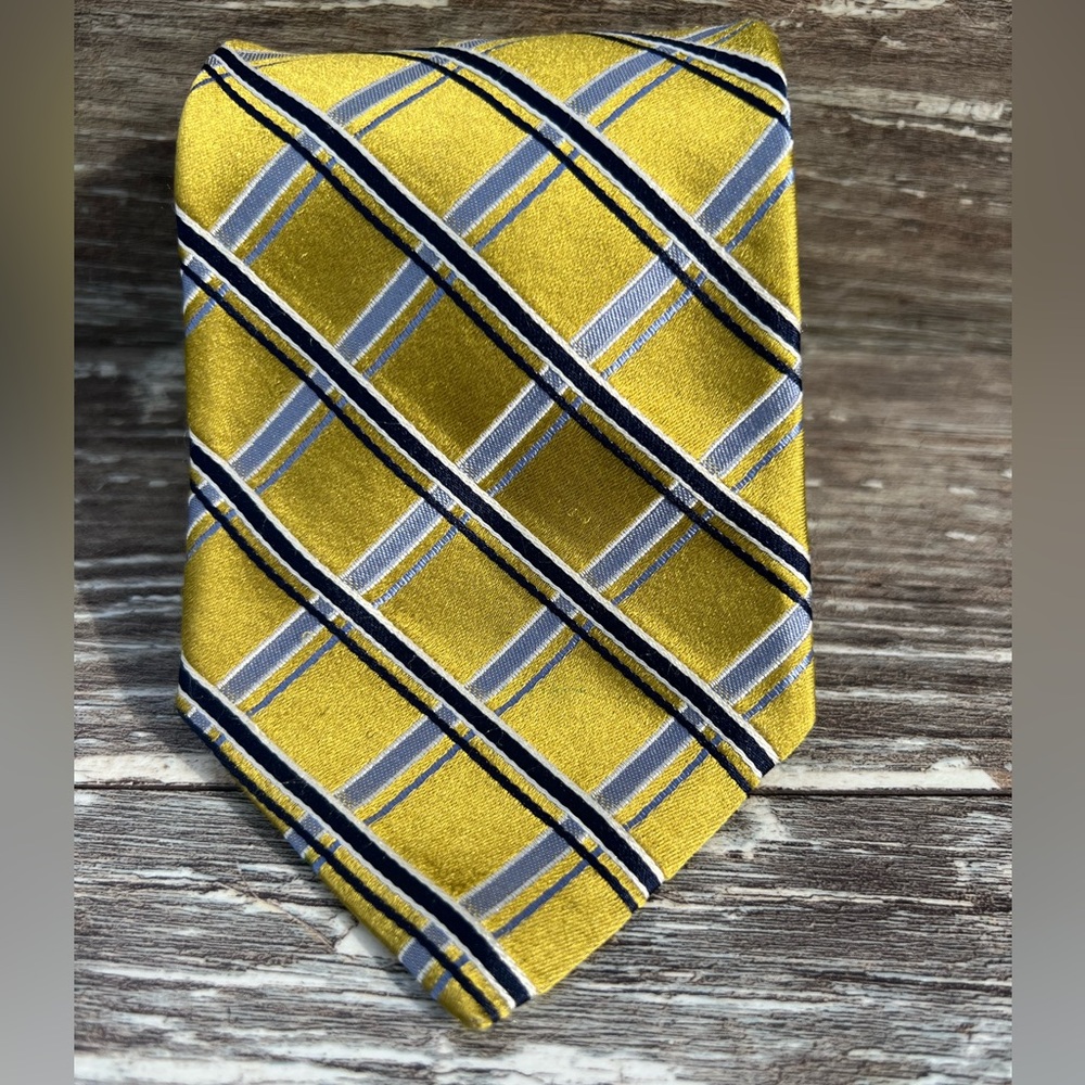 John W. Nordstrom necktie vintage formal men’s gold blue diamond pattern silk